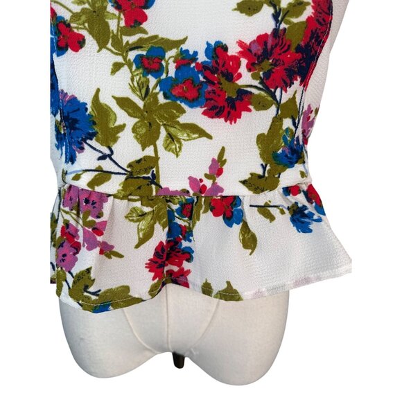 2/$30 Good Luck Gem L Floral Peplum Polyester V-Neck Spaghetti Straps Cross Back - Picture 4 of 14